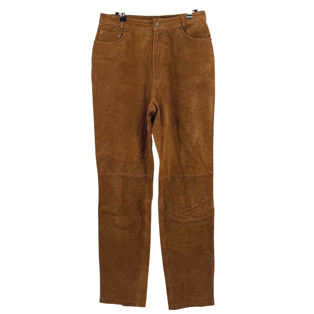 Chadwick's Suede Leather Pants Womens 10 Brown Straight Leg Western Cowgirl Boho